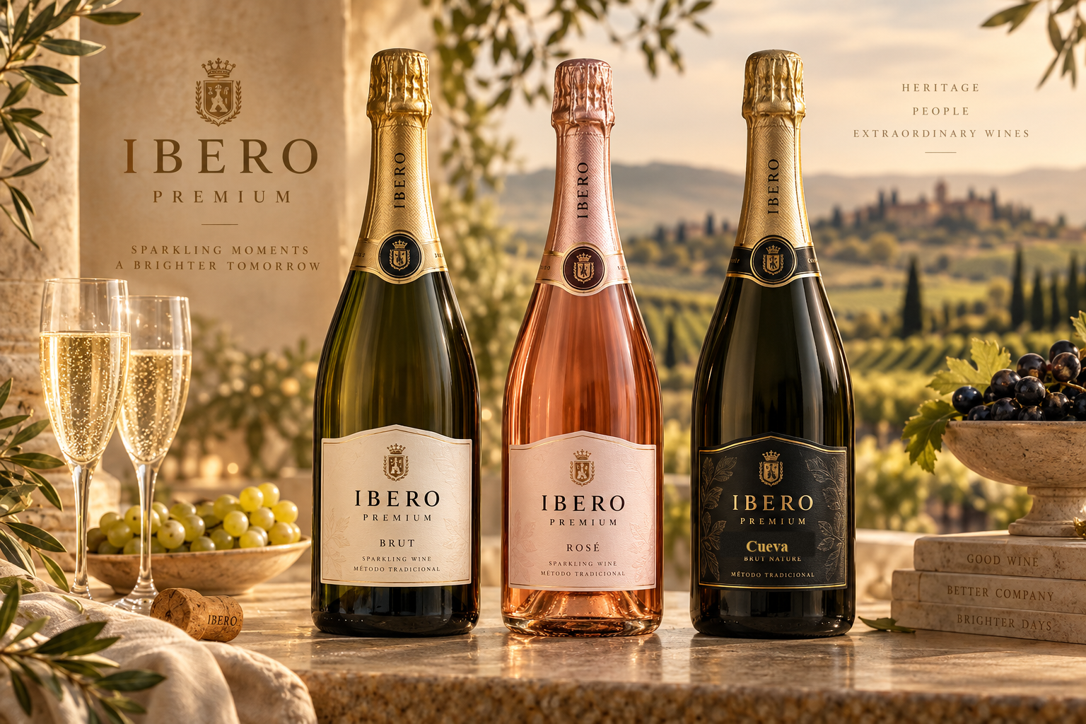 Ibero Premium sparkling wine bottles